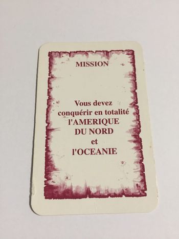Carte mission Amérique du Nord pièce détachée jeu de société Risk la conquête du monde Parker #A54