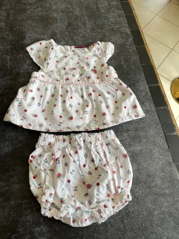 Ensemble tunique short culotte blanc 6 mois sergent major