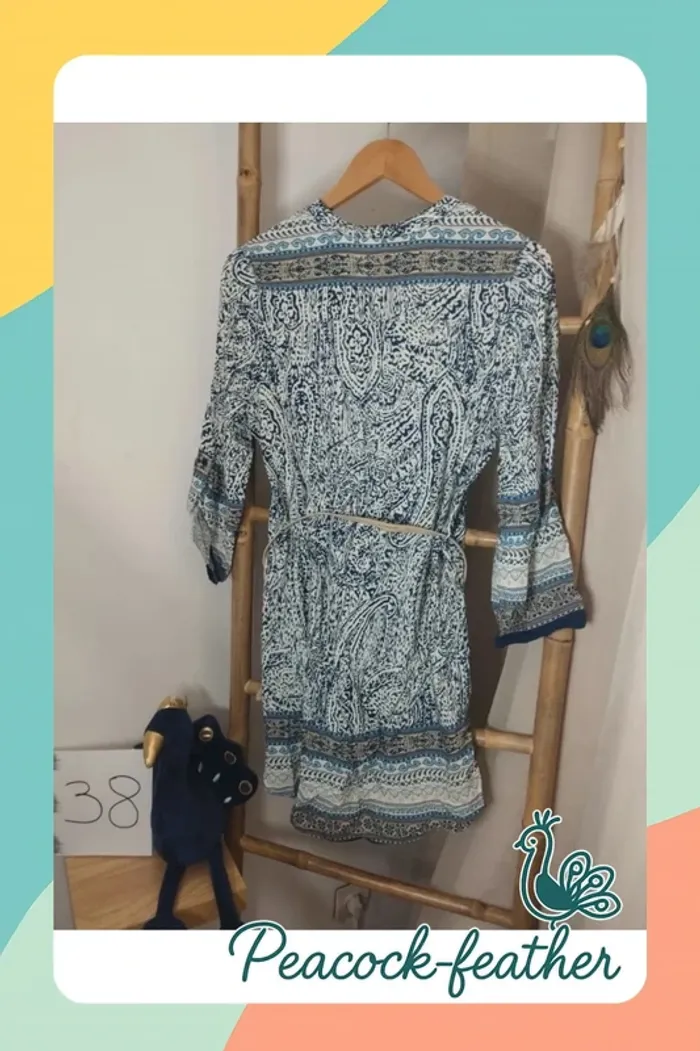 Tunique bleue avec ceinture 38 - photo numéro 4