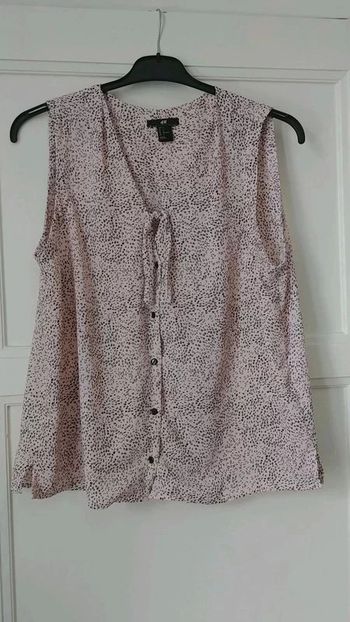 Haut chemise sans manche rose et noir H & M taille 44 100 % polyester