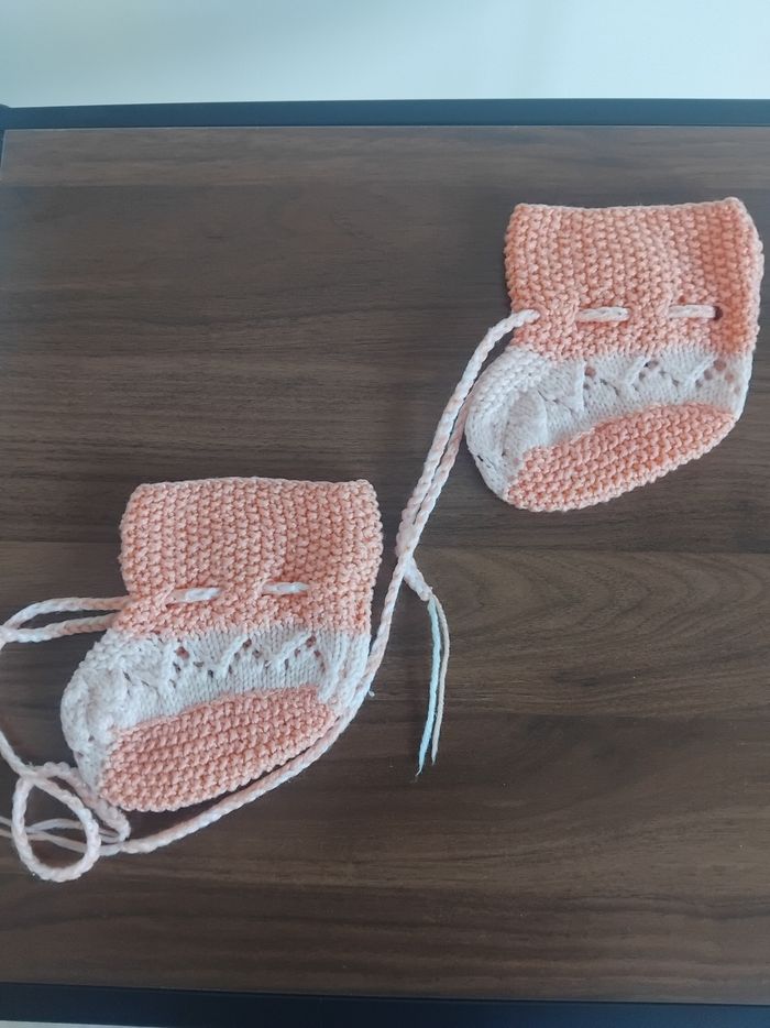 Chausson tricoté bébé fille 1/3 mois