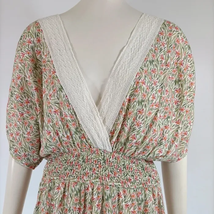 Robe courte CMT atelier beige fleurie - Taille 38 - État neuf - A137 - photo numéro 6