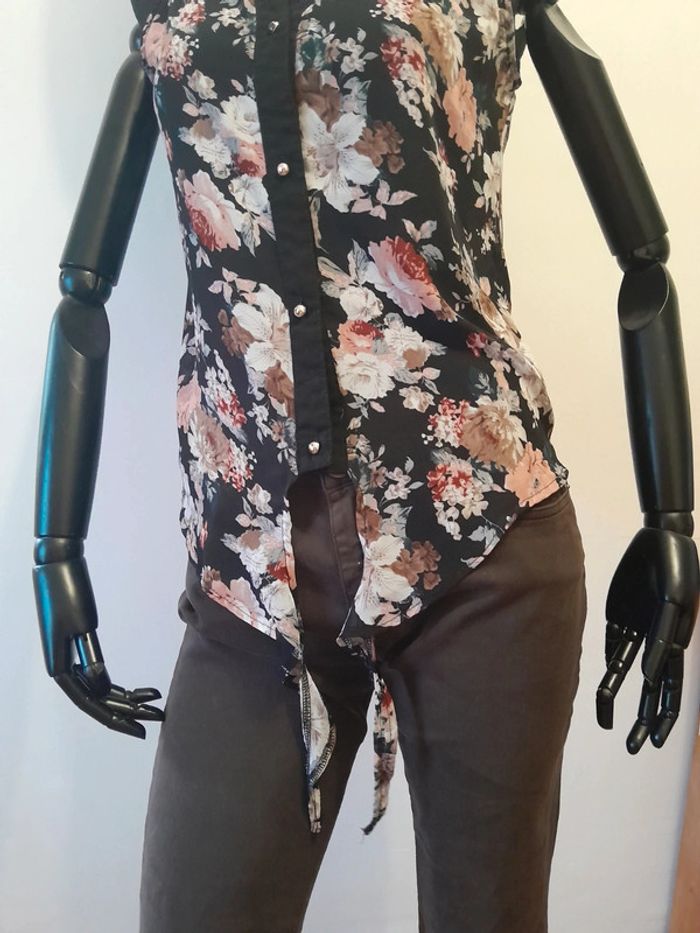 Top débardeur en transparence dentelle en mèche taille m - photo numéro 6