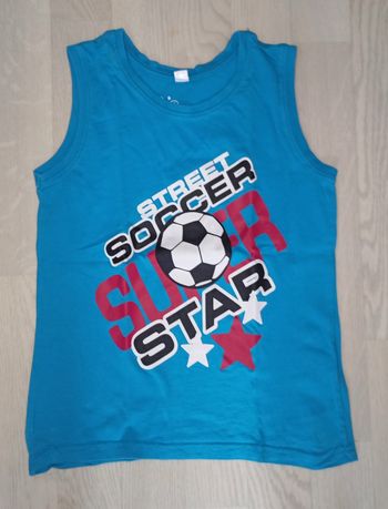 Débardeur bleu clair motif football Bon Prix 
T. 8 ans
