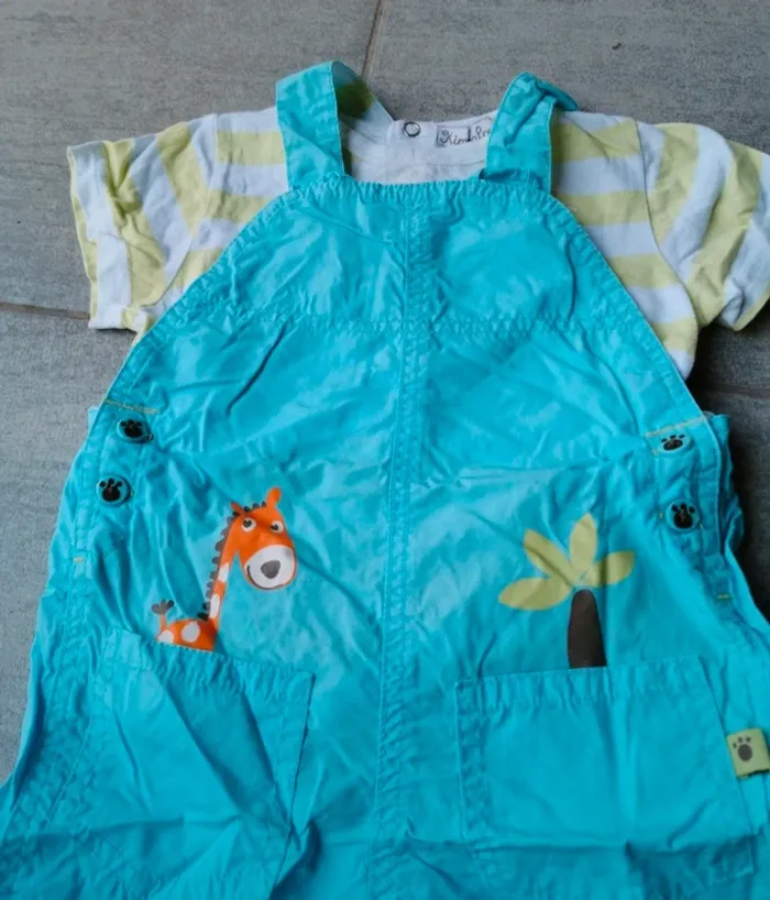 Ensemble salopette short et t-shirt bébé garçon 12 mois - photo numéro 2