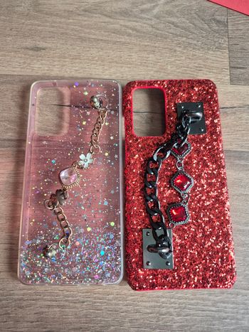 Coque avec chaîne + coque rouge avec chaîne A52s