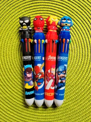Grand Stylos 10 couleurs - Marvel, Batman, Spiderman, Iron Man, Captain America