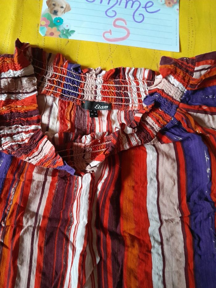 Tee shirt fluide Coloré rayé orange violet - photo numéro 6