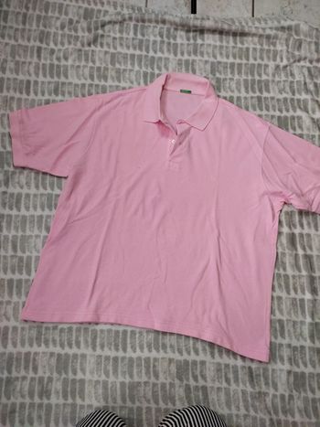 Tee-shirt polo manches courtes rose Benetton taille Xl 42