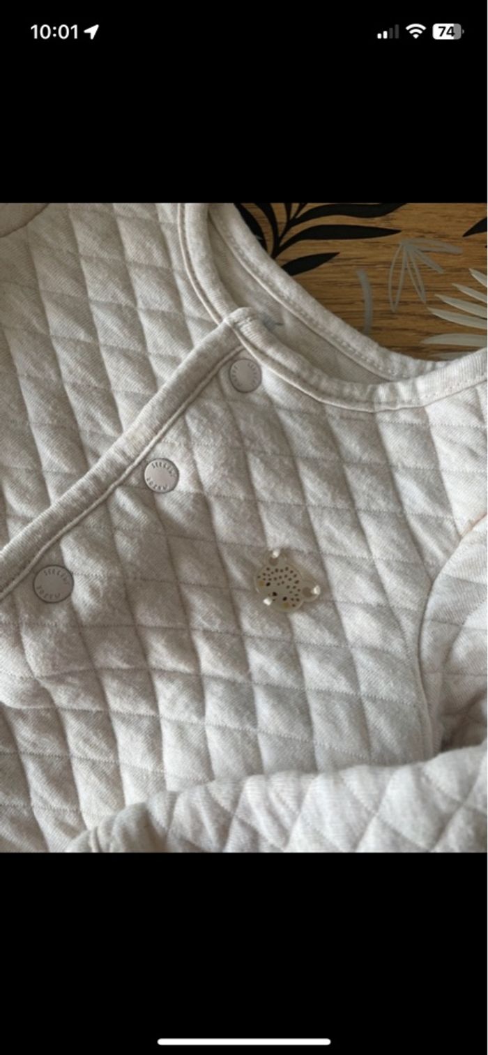 Ensemble 2 pièces pyjama d’hiver crème à motif ourson sergent major 3 mois - photo numéro 3