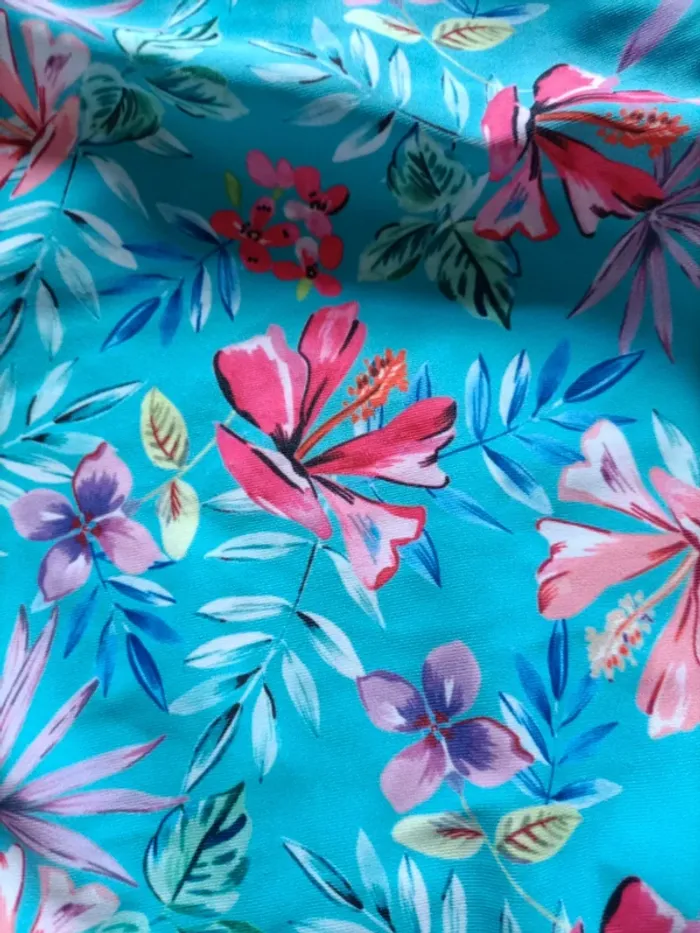 Maillot de bain 1 pièce Primark 12 18 mois bleu turquoise fleurs - photo numéro 2