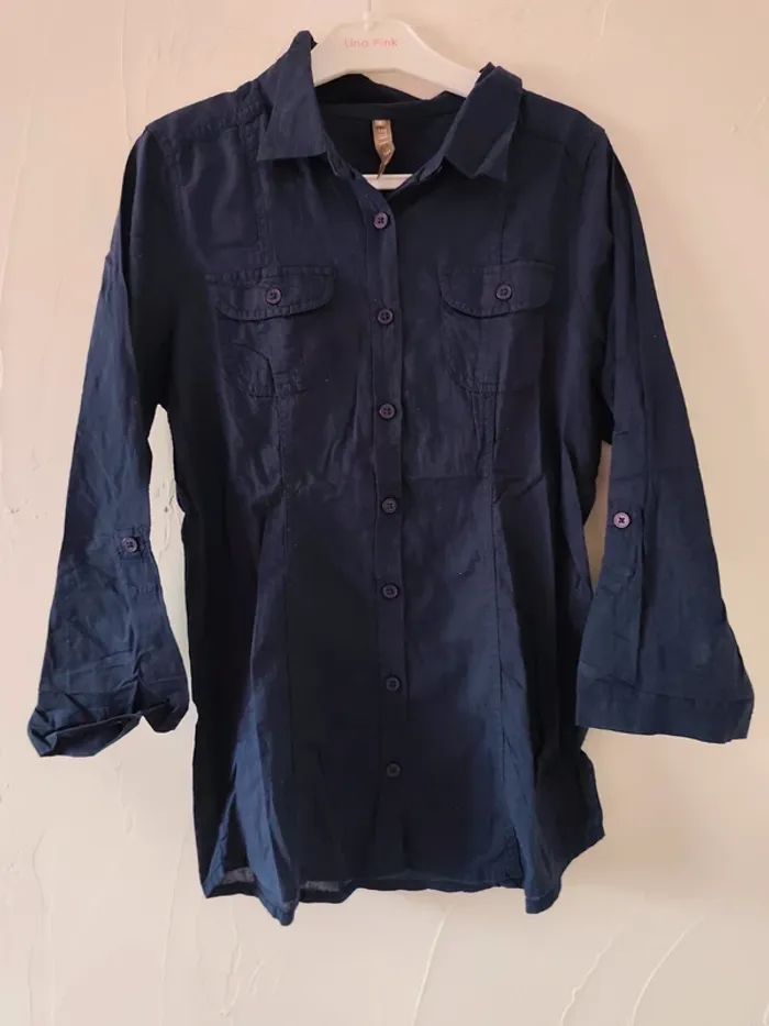 Adorable chemise bleu marine caprice de fille taille 16 ans