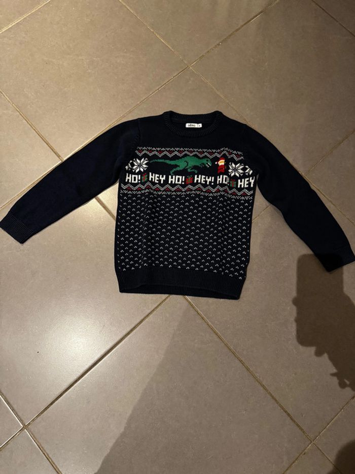 Pull / Sweat - Gémo - Dinosaure / Père Noël / Ho! Hey / Cadeaux / Flocon - Bleu  marine - 8 ans