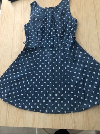 Robe bleu jean pois blanc