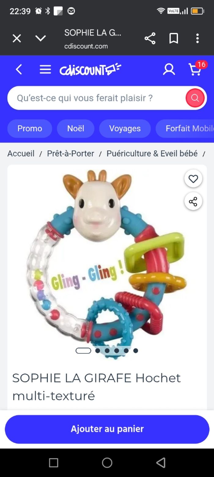 Hochet d'éveil multi sensoriel Sophie la Girafe