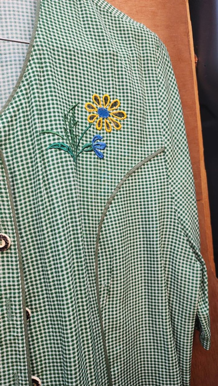 Superbe blouse vichy brodée autrichienne vintage - photo numéro 4