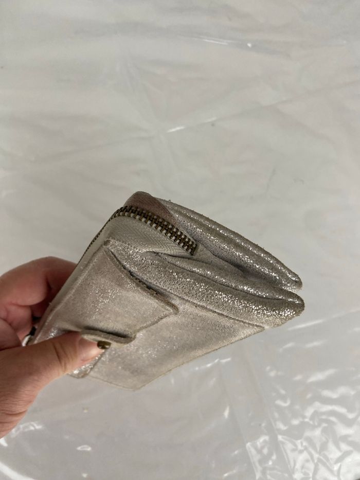 Portefeuille / Pochette Lollipops Atelier - Cuir Irisé Champagne / Argent - photo numéro 4