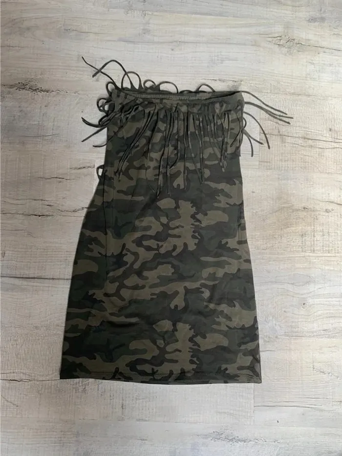 Robe bustier militaire à frange - photo numéro 2