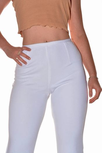 Pantalon blanc uni ajusté taille S taille haute coupe droite