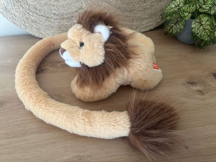 Neuf doudou lion grand queue beige marron wild republic - photo numéro 2