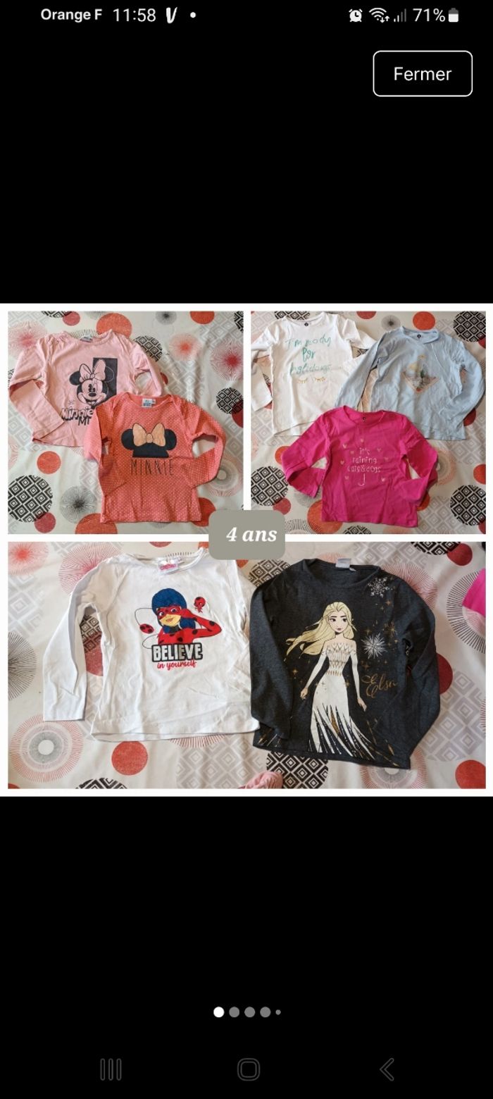 Lot 7 t-shirts manches longues 👧 taille 4 ans - photo numéro 1