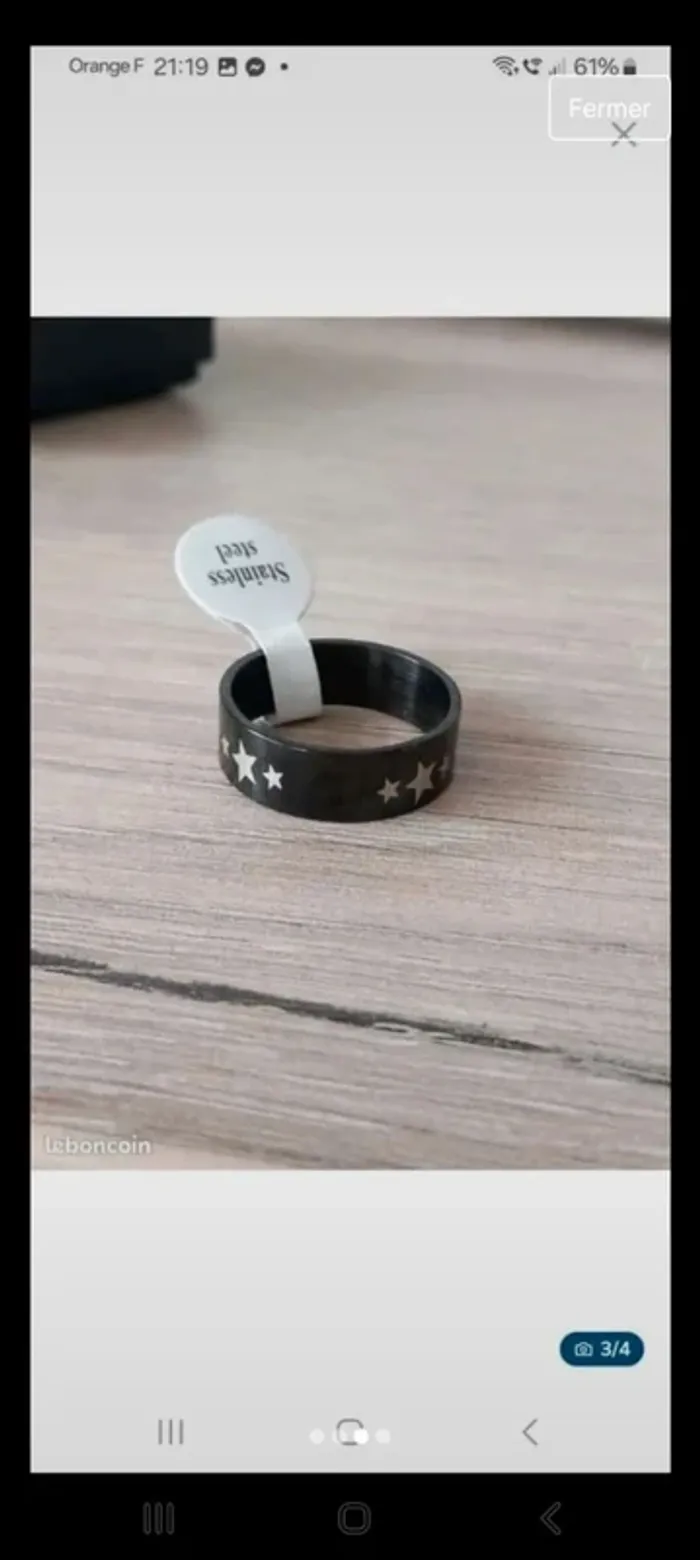 Bague en acier inoxydable Taille 63 - photo numéro 3
