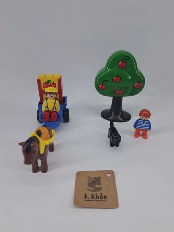 Playmobil premier age 1,2,3 pommier, agriculteur, enfant Charette