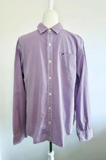 Chemise Hilfiger Denim homme à carreaux mauves taille large en parfait état
