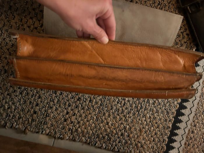 Cartable vintage en cuir naturel - photo numéro 5