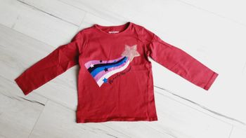 Vêtement fille tee-shirt manches longues fuschia motif arc en ciel étoiles In extenso 5 ans