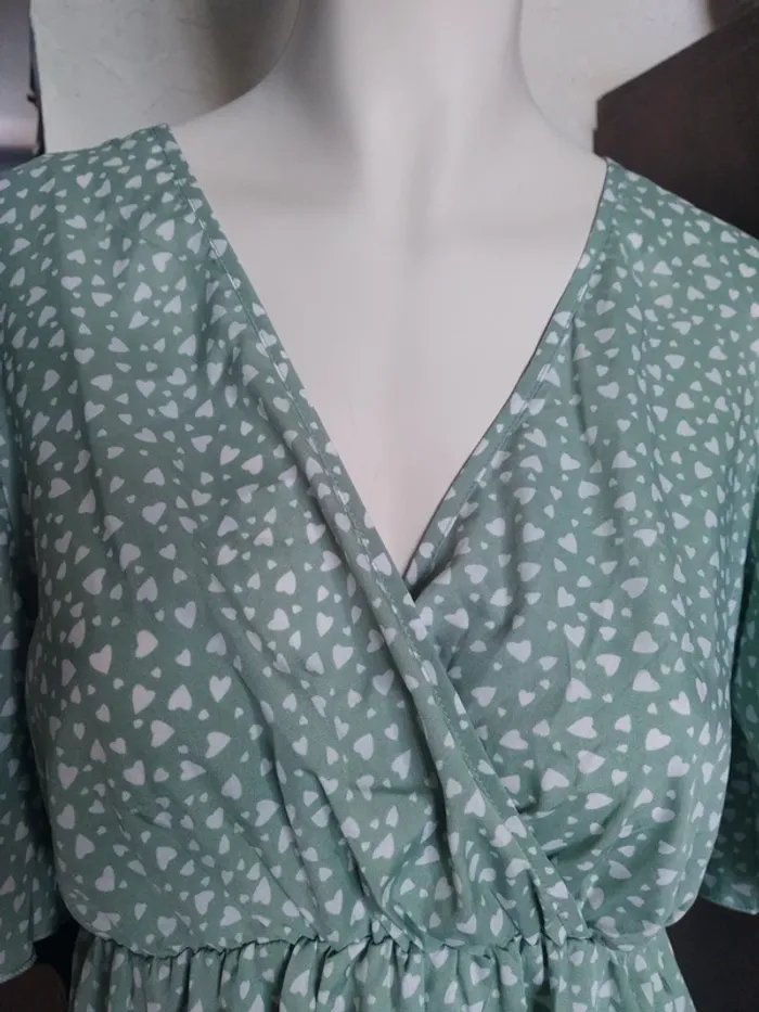 Robe dress mini printemps été spring summer cœur heart vert d'eau Shein love date wedding mariage - photo numéro 3