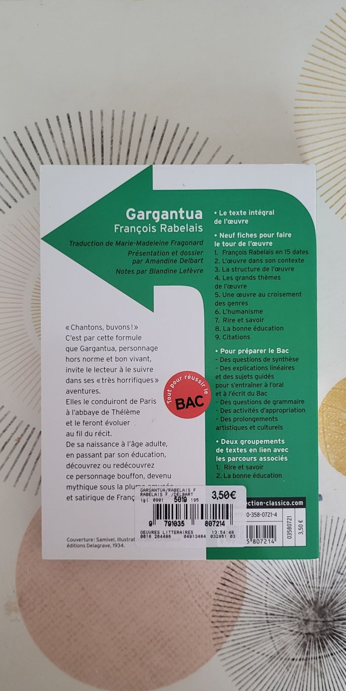 Gargantua de F.Rabelais Collection Classico Lycée - photo numéro 2