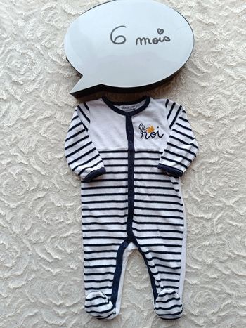 Pyjama grenouillère velours Garçon 6 mois Le roi Gémo