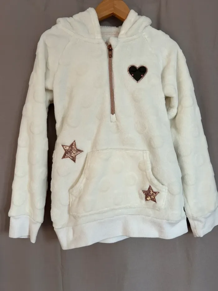 Sweat capuche polaire blanc cassé orchestra 8 ans