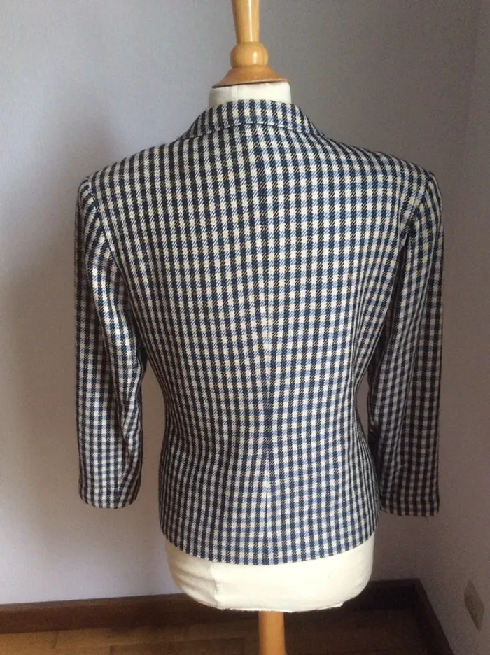 Veste bleue et crème - photo numéro 2