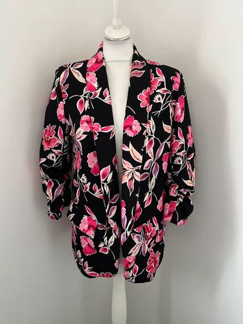 Veste blazer noire à fleurs Made in Italy S