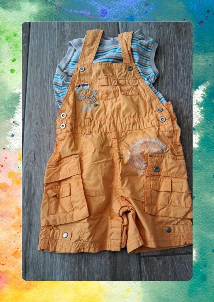 Ensemble été bébé 12 mois – salopette + t-shirt - photo numéro 3