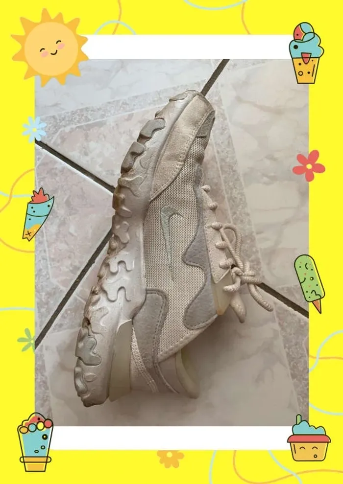 Basket nike REACT R3VISION 39 blanche grise jaune fluo - photo numéro 6