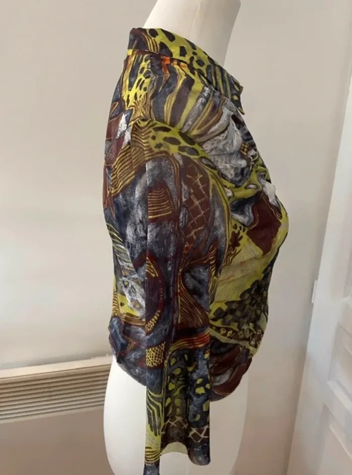 Garella Chemise haut top boutonné voilé imprimé femme taille 2/38 - photo numéro 4
