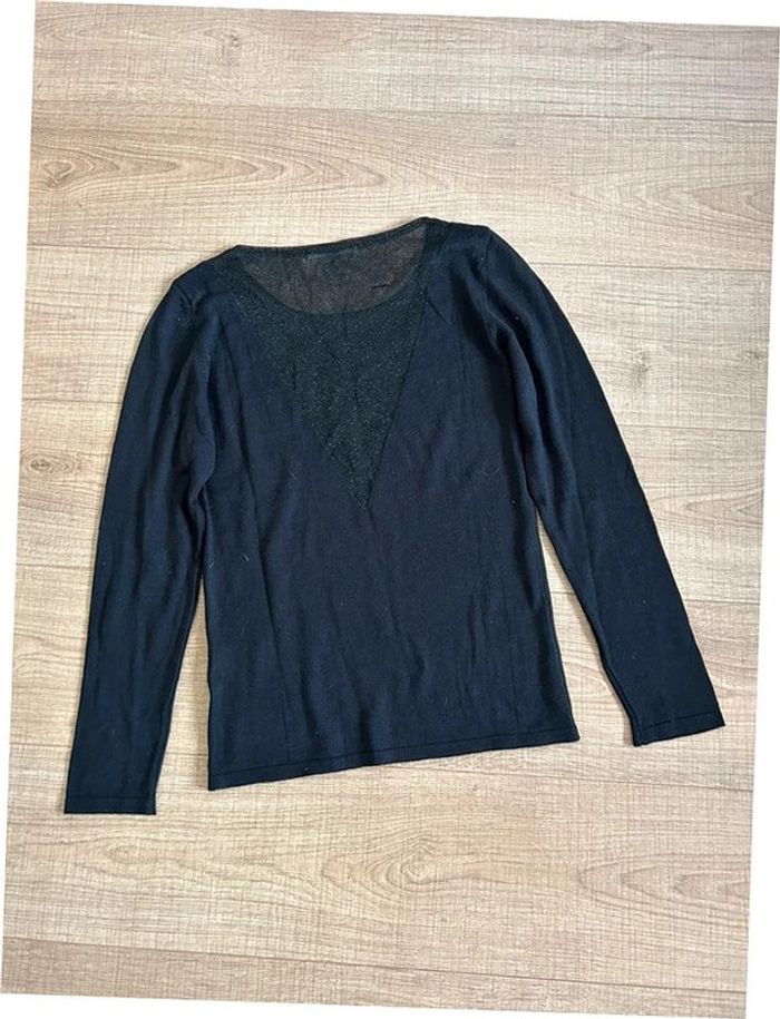 Pull noir pailleté à manches longues An'ge taille unique TBE - photo numéro 13