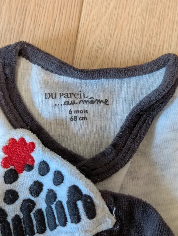 Lot de 3 pyjamas velours Du Pareil au Même - Taille : 6 mois - photo numéro 3