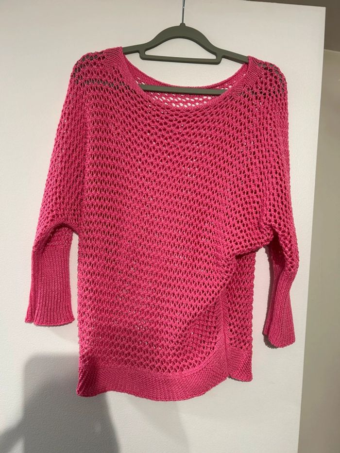 Pull femme maille ajourée taille S /36 fushia