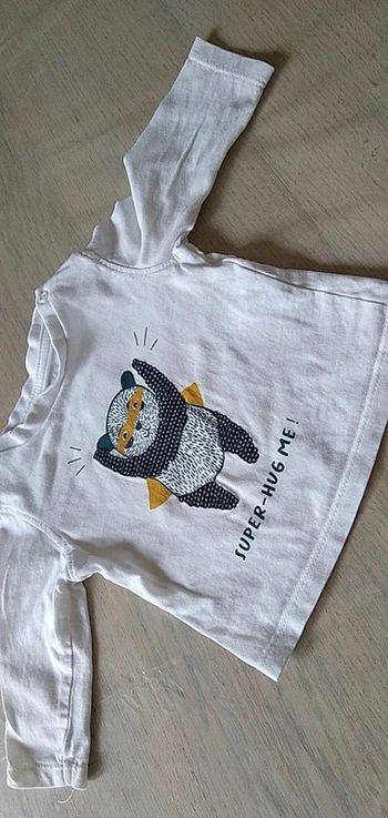 Tee-shirt blanc panda super-héros 3 mois