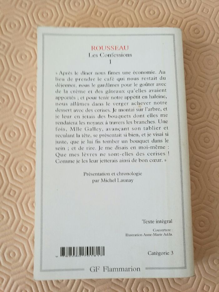 Livre Rousseau "les confessions" tome 1 - photo numéro 2
