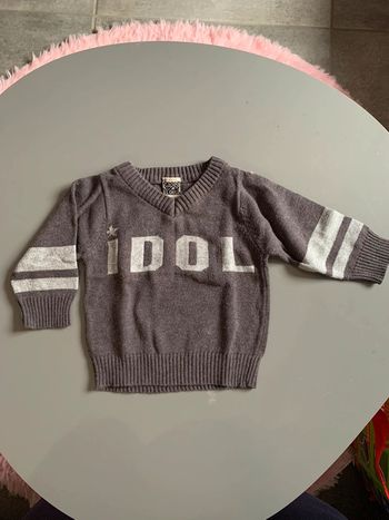 Pull bébé garçon tao tape à l’œil  Lainage gris anthracite  Visuel gris clair Idol