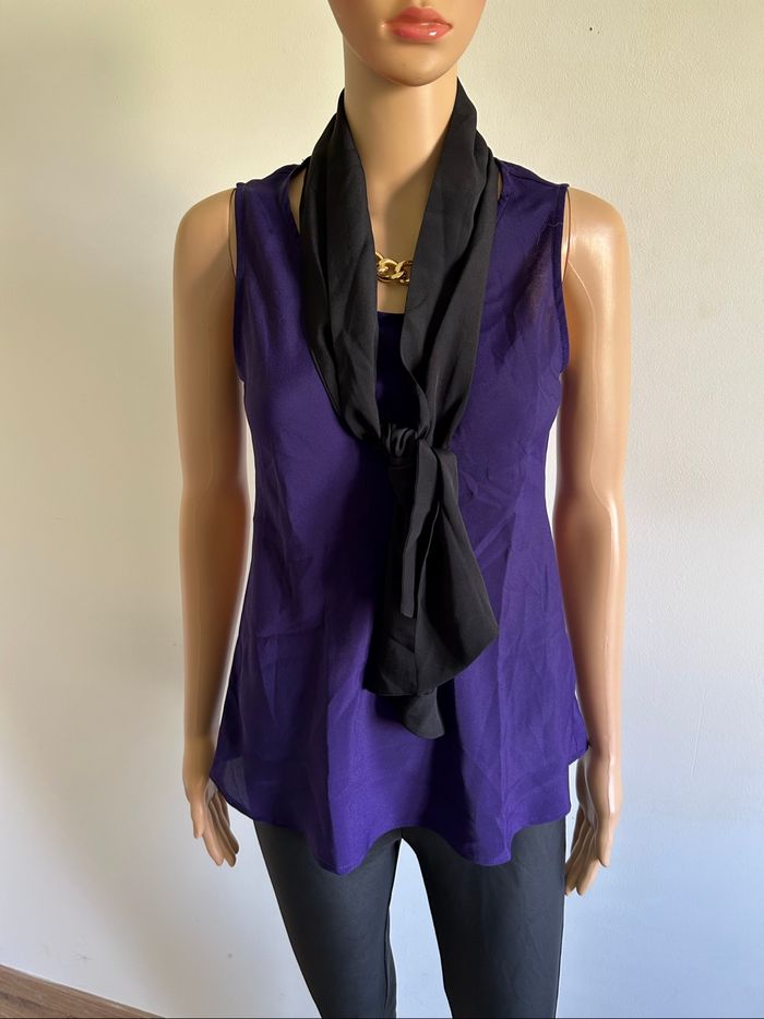 Blouse violette et noire sans manches Manoukian taille XS jamais portée