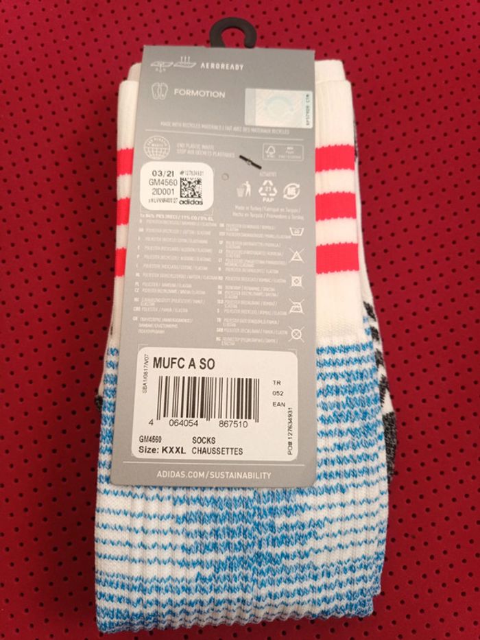 Chaussettes de foot Manchester United, Adidas Authentique Officiel taille 31/33, Neuf - photo numéro 7
