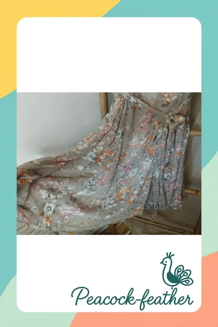 Robe beige fleurie afibel 56 neuve - photo numéro 8