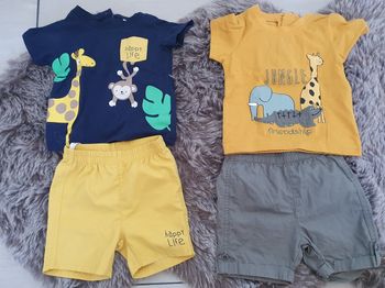 Lot 2 ensembles t shirt + short 6 mois