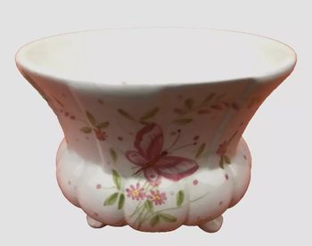 Cache-pot / Pot décoratif Céramique décor floral et de papillon